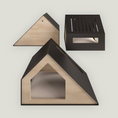 Load image into Gallery viewer, Elegant pet house crafted from plywood in a light tone and designed with steel, combining modern minimalism with comfort for dog and cats.