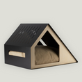 Load image into Gallery viewer, Elegant pet house crafted from plywood in a light tone and designed with steel, combining modern minimalism with comfort for dog and cats.