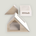 Load image into Gallery viewer, Elegant pet house crafted from plywood in a light tone and designed with steel, combining modern minimalism with comfort for dog and cats.