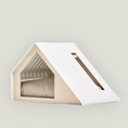 Load image into Gallery viewer, Elegant pet house crafted from plywood in a light tone and designed with steel, combining modern minimalism with comfort for dog and cats.