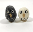 Load image into Gallery viewer, Two felted owl figurines, one gray and one white, on a white background