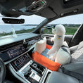 Cargar la imagen en la vista de la galería, white small breed dog sitting inside an orange car seat for pets