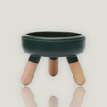 Load image into Gallery viewer, Pet bowl table equipped with an antibacterial porcelain bowl, a silicon base and 3 crafted wood legs.