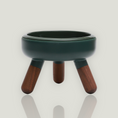 Load image into Gallery viewer, Pet bowl table equipped with an antibacterial porcelain bowl, a silicon base and 3 crafted wood legs.
