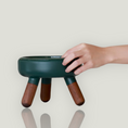 Load image into Gallery viewer, Pet bowl table equipped with an antibacterial porcelain bowl, a silicon base and 3 crafted wood legs.
