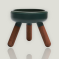 Load image into Gallery viewer, Pet bowl table equipped with an antibacterial porcelain bowl, a silicon base and 3 crafted wood legs.