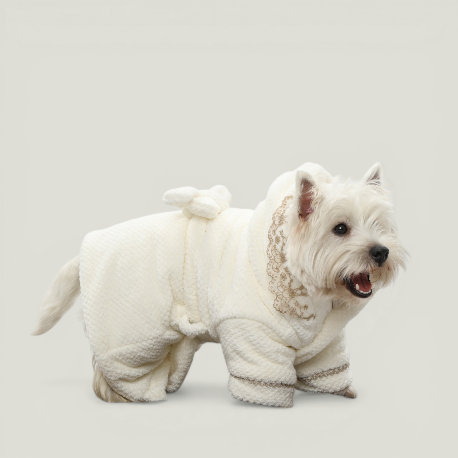 Bunny Bathrobe detail view – Nala's Pet Boutique