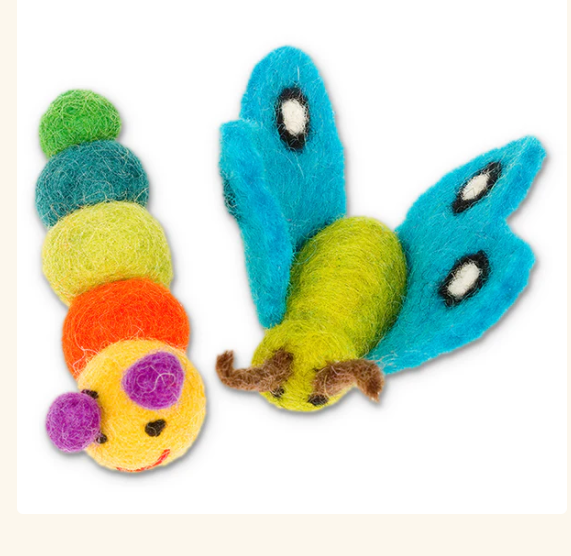 CATERPILLAR & BUTTERFLY, PACK OF 2 TOYS