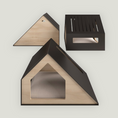 Load image into Gallery viewer, Elegant pet house crafted from plywood in a light tone and designed with steel, combining modern minimalism with comfort for dog and cats.
