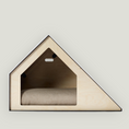 Load image into Gallery viewer, Elegant pet house crafted from plywood in a light tone and designed with steel, combining modern minimalism with comfort for dog and cats.
