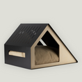 Load image into Gallery viewer, Elegant pet house crafted from plywood in a light tone and designed with steel, combining modern minimalism with comfort for dog and cats.
