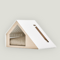 Load image into Gallery viewer, Elegant pet house crafted from plywood in a light tone and designed with steel, combining modern minimalism with comfort for dog and cats.
