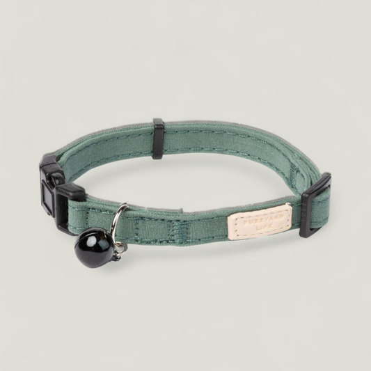 FuzzYard Life Cat Collar - Soft cotton cat collar with matte black hardware and bell. Adjustable 20–30 cm for a secure, comfortable fit. Available in multiple colors from FuzzYard Life’s premium pet accessory range.