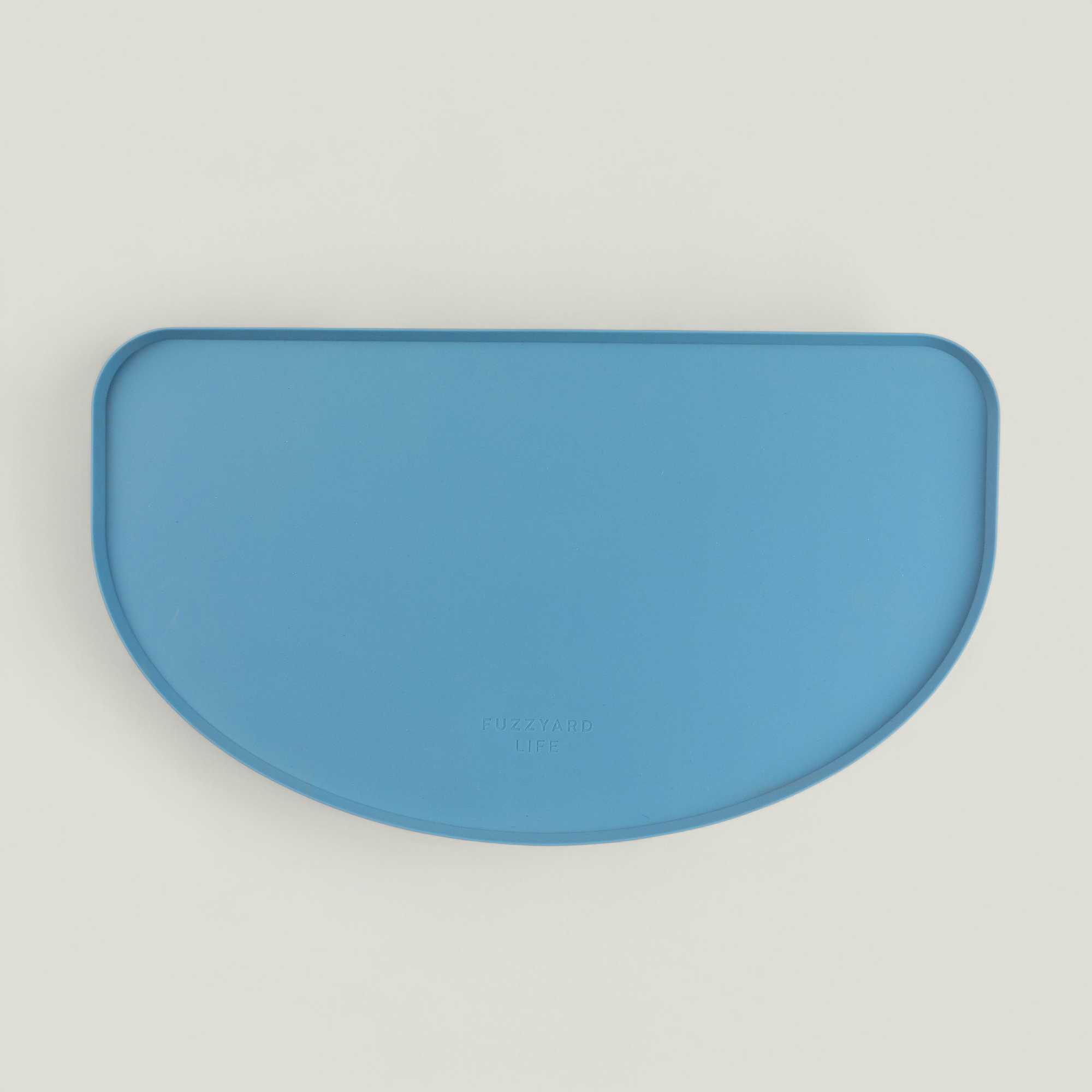 FuzzYard Life silicone pet feeding mat, food‑grade, dishwasher‑safe, spill‑resistant design, available in five colors for stylish and practical pet mealtime.