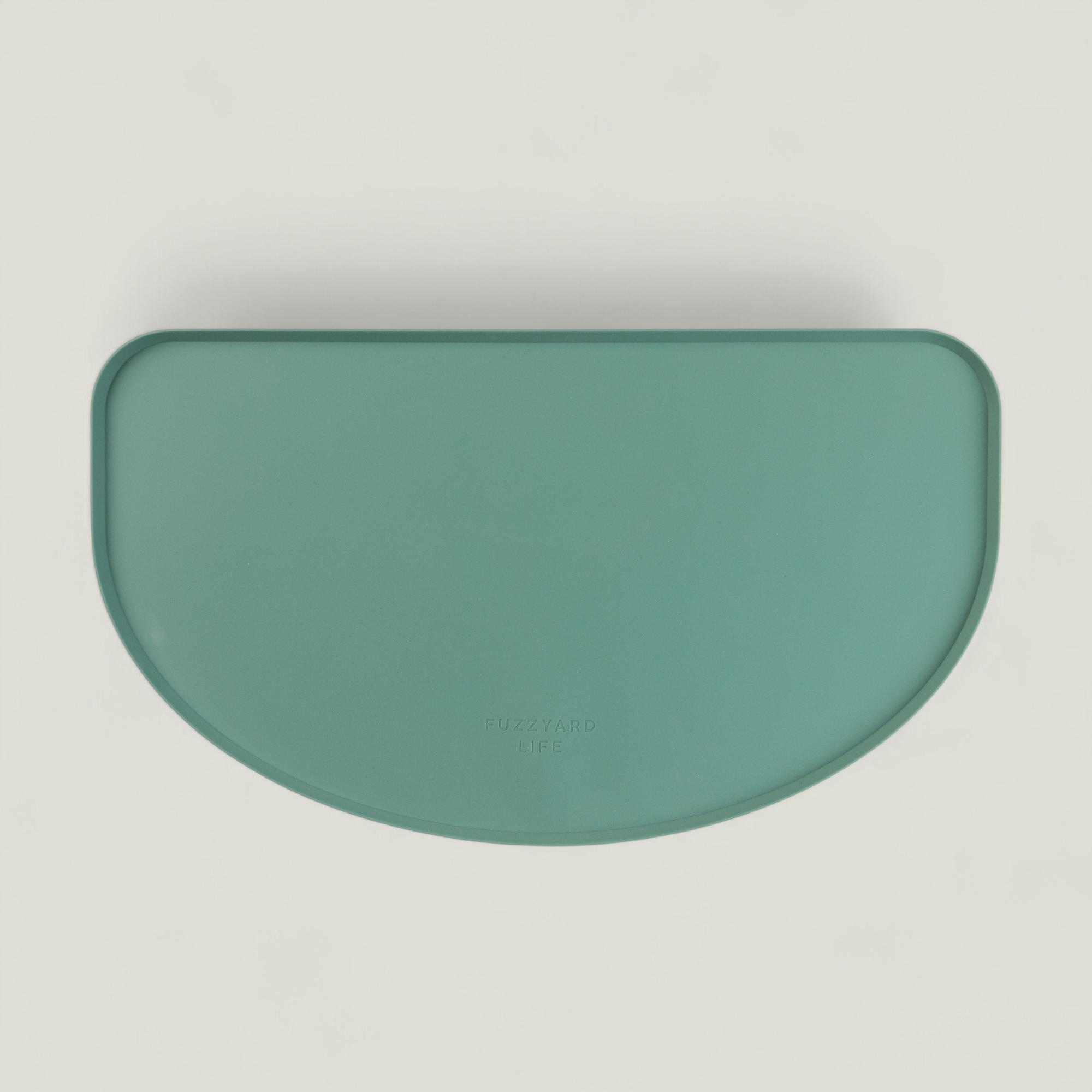 FuzzYard Life silicone pet feeding mat, food‑grade, dishwasher‑safe, spill‑resistant design, available in five colors for stylish and practical pet mealtime.