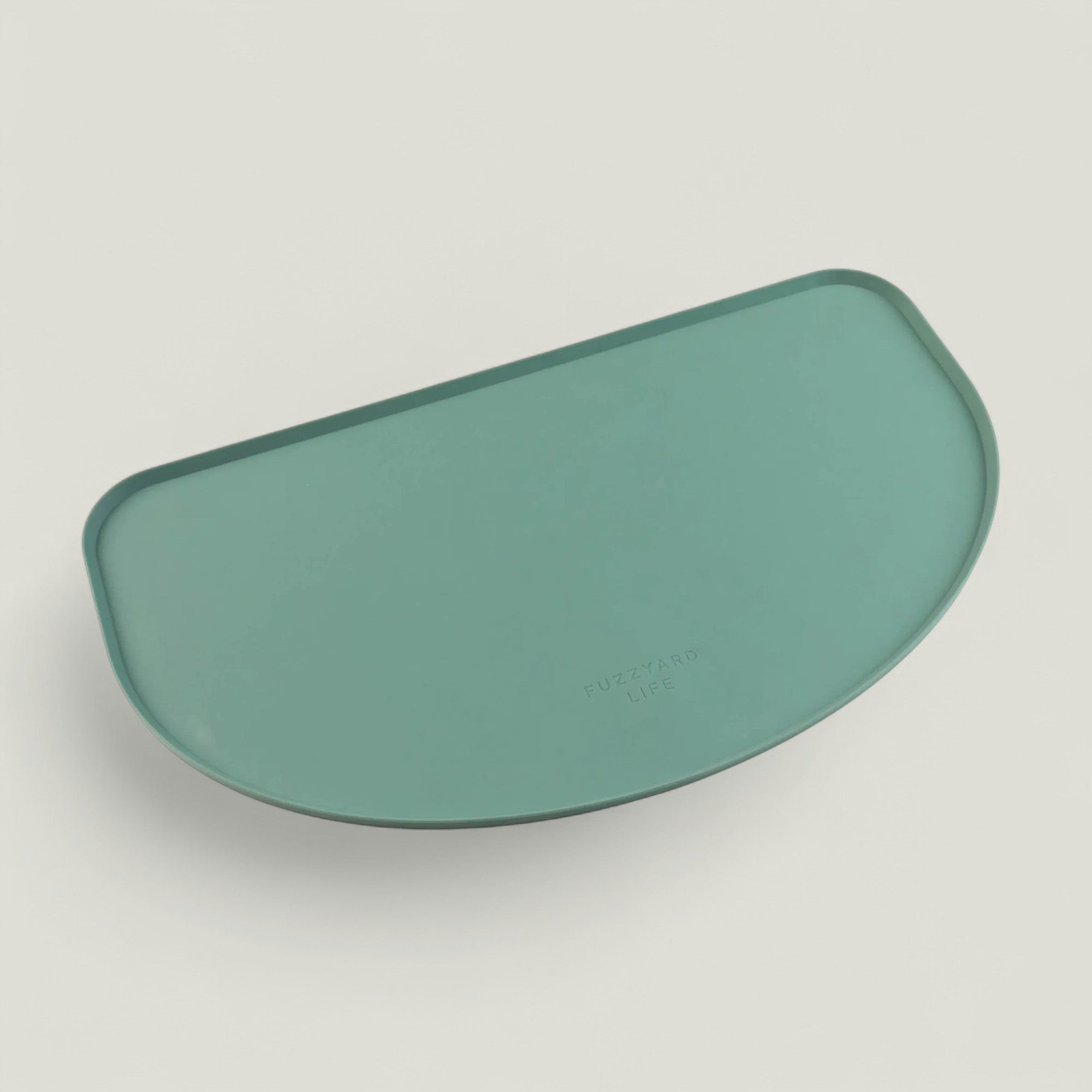 FuzzYard Life silicone pet feeding mat, food‑grade, dishwasher‑safe, spill‑resistant design, available in five colors for stylish and practical pet mealtime.