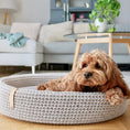 Load image into Gallery viewer, Dog bed made of high-quality braided cotton string with great detail attention. The oval shape fits perfectly with the dog's natural shape when resting. The cushion on the bottom is fully removable, which helps to keep the dog bed clean and functional. Lukko is perfect for short naps and longer rest. Dedicated to dogs who value comfort.
