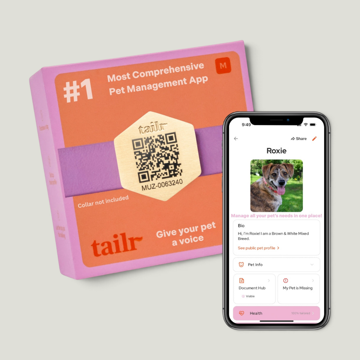 Tailr Slide-On QR Code Pet ID Tag