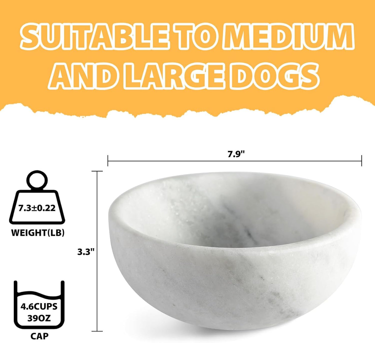Cuenco de Mármol Profundo Blanco Mate