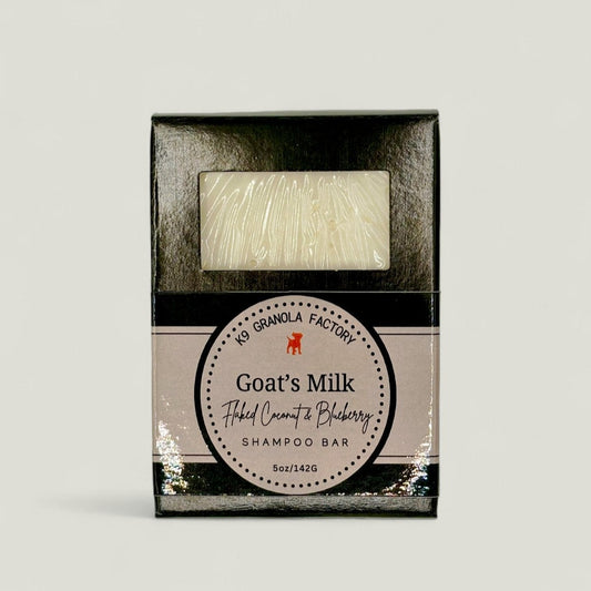 Gentle goat’s milk shampoo bar, infused with nourishing argan and coconut oils. The tropical‑sweet blend of flaked coconut and juicy blueberry cleanses, soothes dry skin, and leaves coats soft, shiny, and refreshingly scented.
