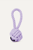Cargar la imagen en la vista de la galería, Purple rope dog toy with a ball on a white background
