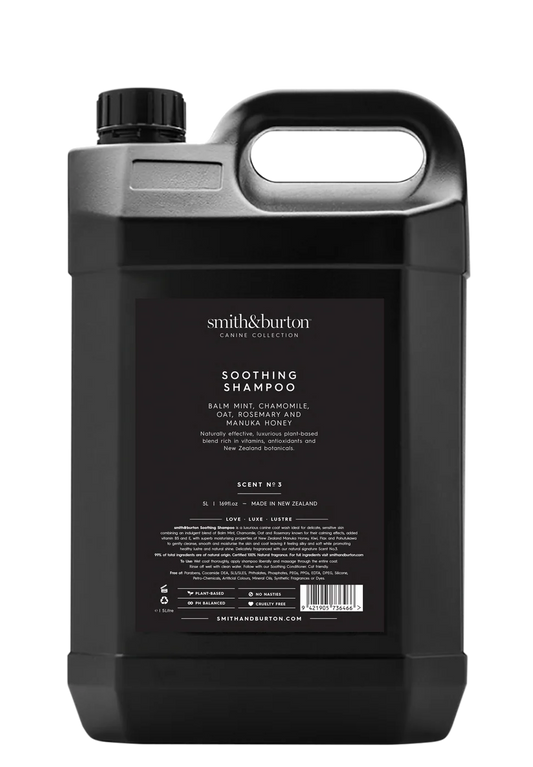 Black shampoo bottle with 'smith & burton' branding on a white background