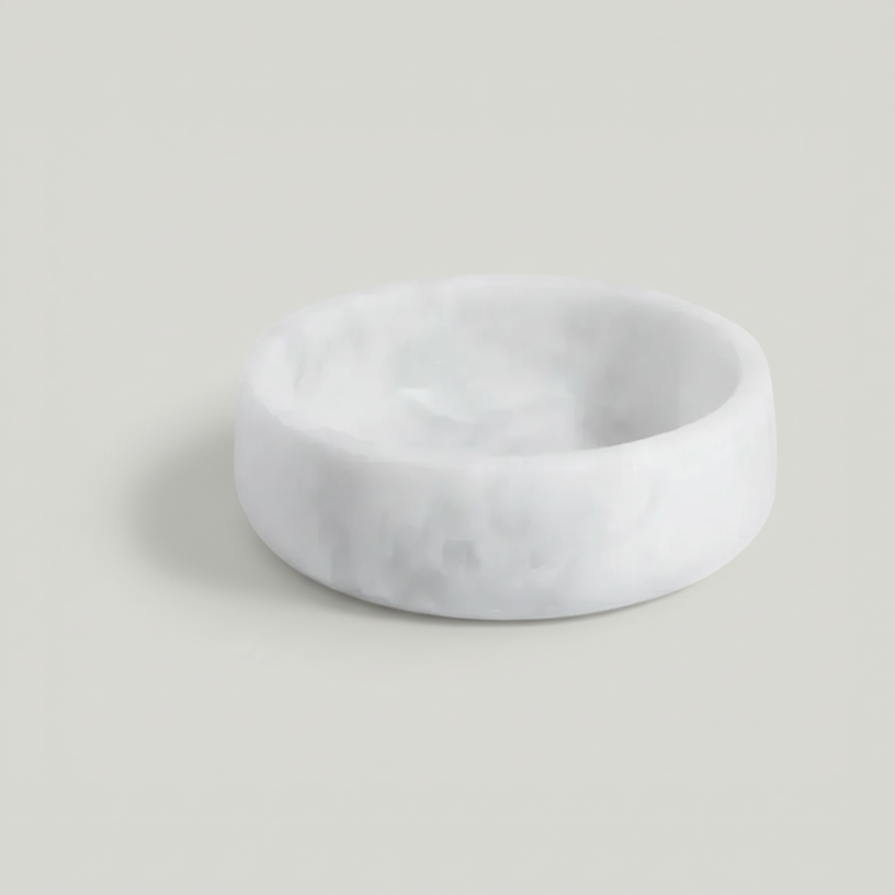 White marble pet bowl on a white background