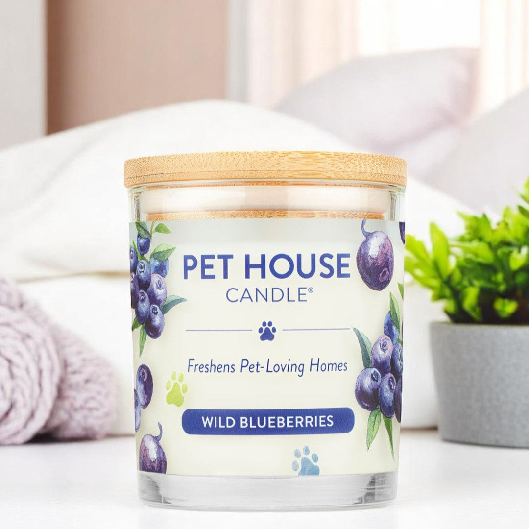 Wild Blueberries - Pet-safe soy candle made with 100% plant-based wax. Neutralizes odors, burns clean, and fills your home with inviting, toxin-free fragrance.