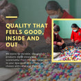Load image into Gallery viewer, Nala's Pet Furniture Boutique artisans handcrafting colorful felt wool balls for pet beds in a workshop
