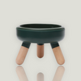 Load image into Gallery viewer, Pet bowl table equipped with an antibacterial porcelain bowl, a silicon base and 3 crafted wood legs.
