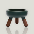 Load image into Gallery viewer, Pet bowl table equipped with an antibacterial porcelain bowl, a silicon base and 3 crafted wood legs.
