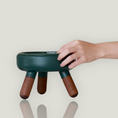 Load image into Gallery viewer, Pet bowl table equipped with an antibacterial porcelain bowl, a silicon base and 3 crafted wood legs.
