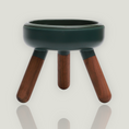 Load image into Gallery viewer, Pet bowl table equipped with an antibacterial porcelain bowl, a silicon base and 3 crafted wood legs.
