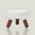 Load image into Gallery viewer, Pet bowl table equipped with an antibacterial porcelain bowl, a silicon base and 3 crafted wood legs.
